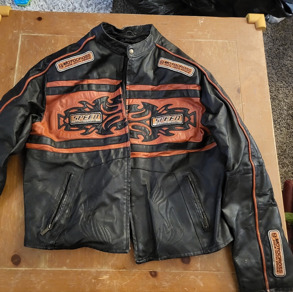 Vintage wilda USA speed racing club leather jacket